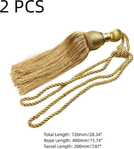 Oedema 2 Pack Gold Curtain Tiebacks Gold Tassels for Curtain Handmade Braided Curtain Holdbacks for Drapes, Living Room, Restaurant, Hotel, Home, Office in Saudi Arabia