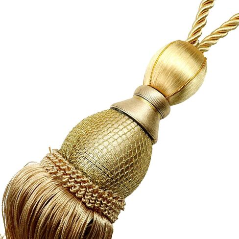 Oedema 2 Pack Gold Curtain Tiebacks Gold Tassels for Curtain Handmade Braided Curtain Holdbacks for Drapes, Living Room, Restaurant, Hotel, Home, Office in Saudi Arabia