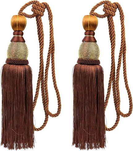 Oedema 2 Pack Gold Curtain Tiebacks Gold Tassels for Curtain Handmade Braided Curtain Holdbacks for Drapes, Living Room, Restaurant, Hotel, Home, Office in Saudi Arabia