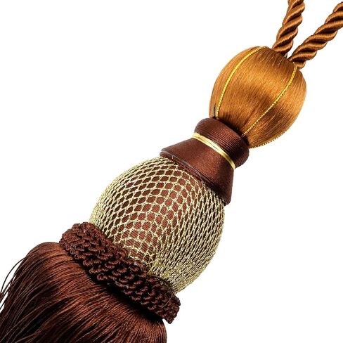 Oedema 2 Pack Gold Curtain Tiebacks Gold Tassels for Curtain Handmade Braided Curtain Holdbacks for Drapes, Living Room, Restaurant, Hotel, Home, Office in Saudi Arabia