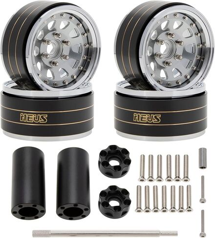 MEUS RACING 1.9" Beadlock Wheels Rims, 120.5g Brass & Aluminum Deep-Dish Wheels for 1/10 RC Crawler SCX10 TRX4 VS4-10 Gen8 (A-Coffee) in Kuwait