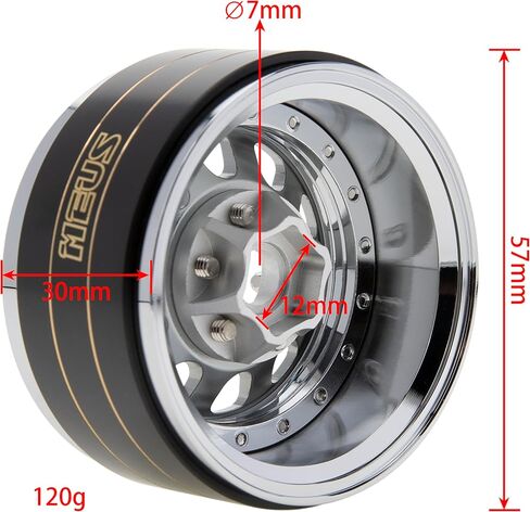 MEUS RACING 1.9" Beadlock Wheels Rims, 120.5g Brass & Aluminum Deep-Dish Wheels for 1/10 RC Crawler SCX10 TRX4 VS4-10 Gen8 (A-Coffee) in Kuwait