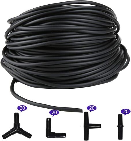 JIH Aquarium 50 Feet Standard 3/16" Black Flexible Airline Tubing for Fish Tank,Terrariums, and Hydroponics in Saudi Arabia