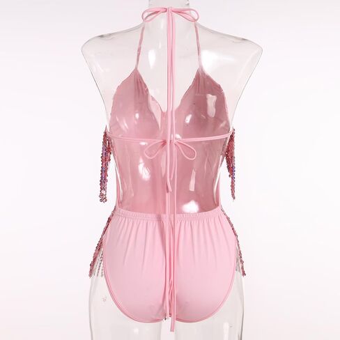 FYMNSI Women Music Festival Rave Outfits Sleeveless Sequins Tassel Bodysuit Leotards One Piece Nightclub Halloween Costume in Kuwait