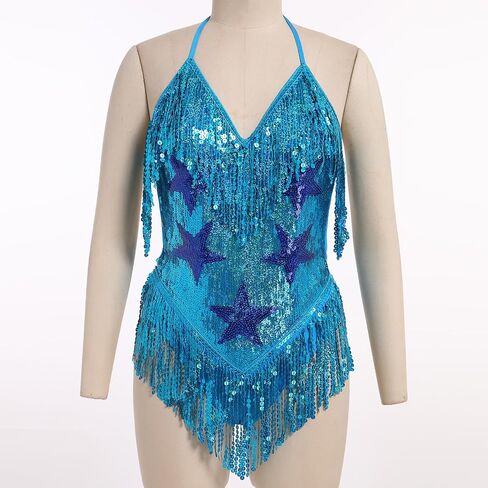 FYMNSI Women Music Festival Rave Outfits Sleeveless Sequins Tassel Bodysuit Leotards One Piece Nightclub Halloween Costume in Kuwait