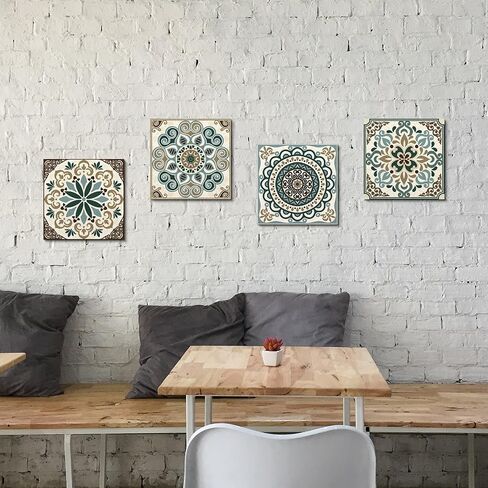 Mandala Boho Canvas Wall Art: Neutral Flower Pattern Picture Artwork Painting Print for Living Room Bedroom Bathroom Decor in Saudi Arabia