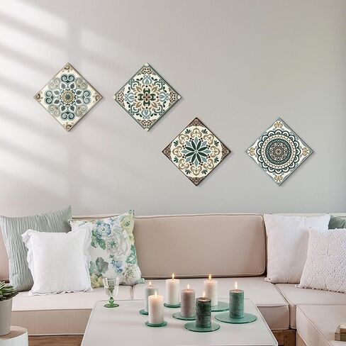 Mandala Boho Canvas Wall Art: Neutral Flower Pattern Picture Artwork Painting Print for Living Room Bedroom Bathroom Decor in Saudi Arabia