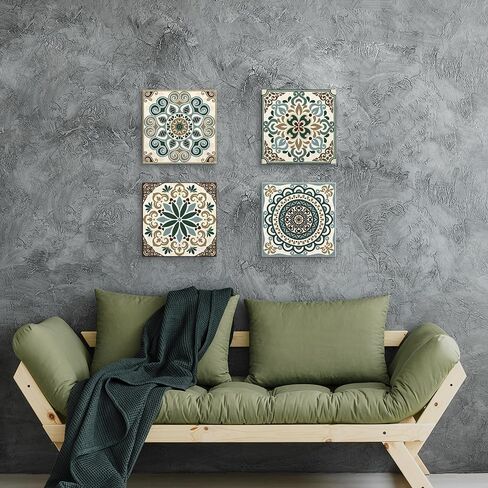 Mandala Boho Canvas Wall Art: Neutral Flower Pattern Picture Artwork Painting Print for Living Room Bedroom Bathroom Decor in Saudi Arabia