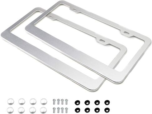 iJDMTOY 2pc Premium Pink Slim 2-Hole License Plate Frame with Screws/Fasteners and Chrome Polish Caps in Saudi Arabia