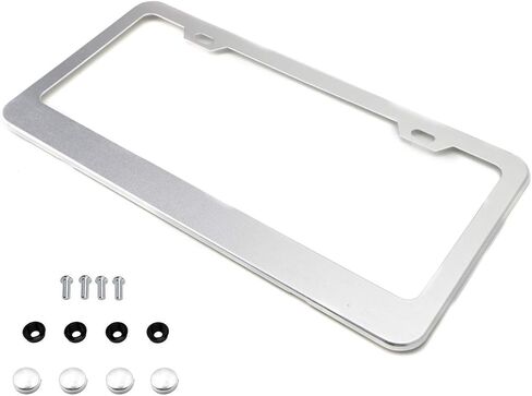 iJDMTOY 2pc Premium Pink Slim 2-Hole License Plate Frame with Screws/Fasteners and Chrome Polish Caps in Saudi Arabia
