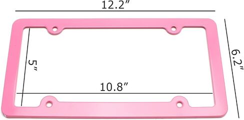 iJDMTOY 2pc Premium Pink Slim 2-Hole License Plate Frame with Screws/Fasteners and Chrome Polish Caps in Saudi Arabia