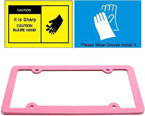 iJDMTOY 2pc Premium Pink Slim 2-Hole License Plate Frame with Screws/Fasteners and Chrome Polish Caps in Saudi Arabia
