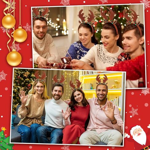 Riceshoot 24 Pcs Christmas Antler Headband Reindeer Headband Deer Plush Ears Antlers Costume Hair Hoop for Christmas Party in Saudi Arabia
