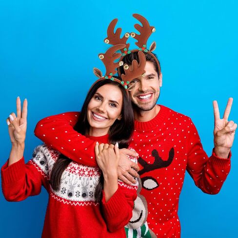 Riceshoot 24 Pcs Christmas Antler Headband Reindeer Headband Deer Plush Ears Antlers Costume Hair Hoop for Christmas Party in Saudi Arabia