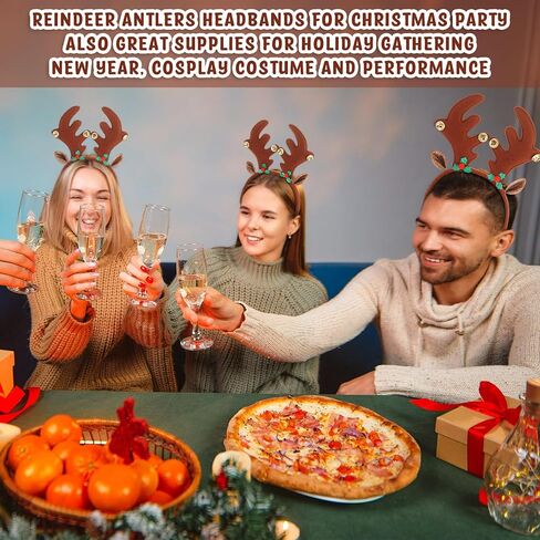 Riceshoot 24 Pcs Christmas Antler Headband Reindeer Headband Deer Plush Ears Antlers Costume Hair Hoop for Christmas Party in Saudi Arabia