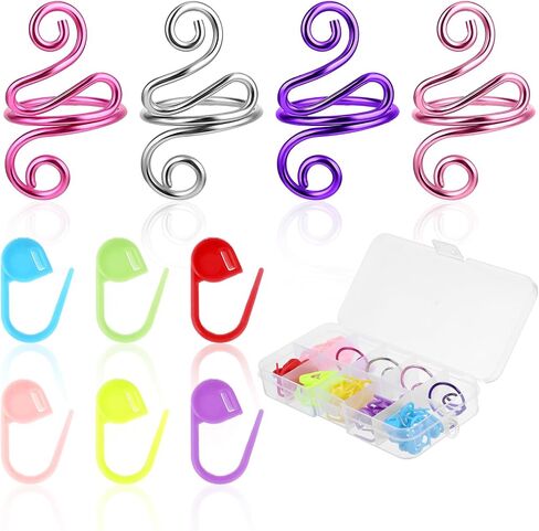 Sibba Crochet Rings Markers for Knitting Crocheting 64 Piece Knit Rings Marker Locking Implements Colored Sewing Needles Keeper Markers Plastic Yarn Counting Knitted Stitches Holder Handmade in Saudi Arabia
