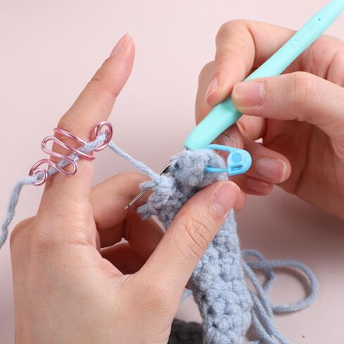 Sibba Crochet Rings Markers for Knitting Crocheting 64 Piece Knit Rings Marker Locking Implements Colored Sewing Needles Keeper Markers Plastic Yarn Counting Knitted Stitches Holder Handmade in Saudi Arabia