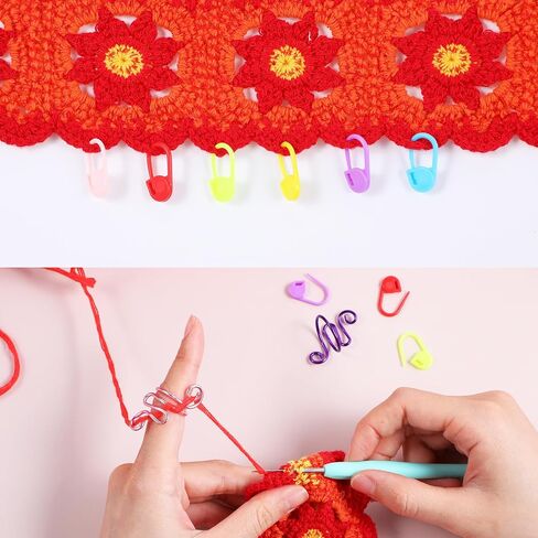Sibba Crochet Rings Markers for Knitting Crocheting 64 Piece Knit Rings Marker Locking Implements Colored Sewing Needles Keeper Markers Plastic Yarn Counting Knitted Stitches Holder Handmade in Saudi Arabia