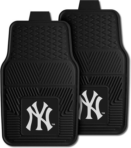 FANMATS 8759 New York Yankees طقم سجادة سيارة من الفينيل شديد التحمل مكون من قطعتين، سجادات أرضية الصف الأمامي، حماية من جميع الأحوال الجوية، ملاءمة عالمية، تصميم خزان عميق in Kuwait