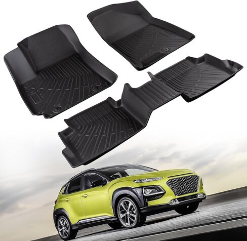 حصائر أرضية مناسبة لجميع الأحوال الجوية لملحقات Hyundai Kona 2024 2025. حصائر أرضية سيارة من مطاط TPE مقاومة للماء مناسبة خصيصًا لحصائر أرضية Hyundai Kona 2024 2025 SE SEL N Line Limited in Kuwait