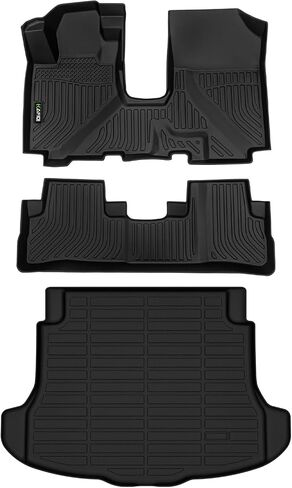 HAFIDI® Floor Mats & Cargo Liner Custom Set for Honda CRV 2007-2011 All Weather Protection TPE Anti-Slip Automotive Full Set Floor Liners Custom Accessories - Black in Saudi Arabia