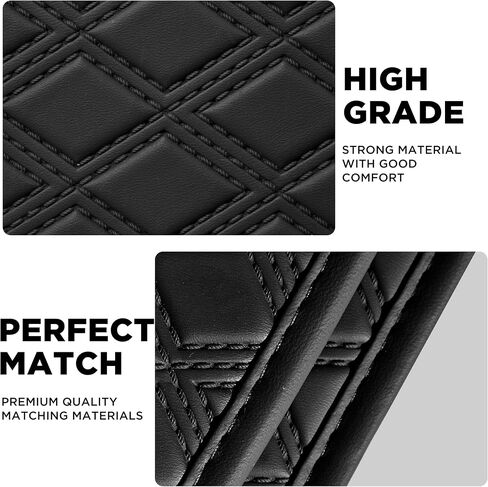 PIC AUTO Bling Leather Floor Mats - Sparkly Glitter Black Car Mats Set, All-Weather Waterproof Pads, Universal Fit for SUV, Sedan, Van - Stylish Car Accessories for Girls & Women in Saudi Arabia
