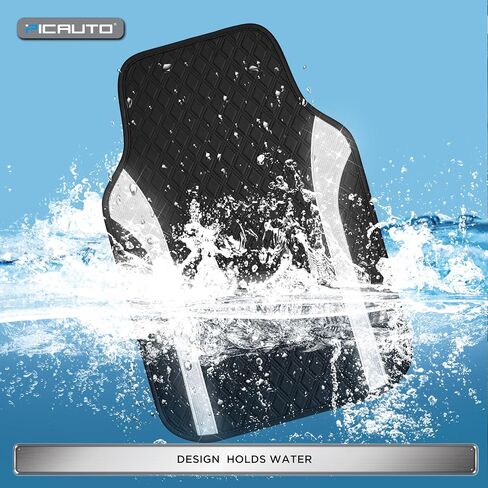 PIC AUTO Bling Leather Floor Mats - Sparkly Glitter Black Car Mats Set, All-Weather Waterproof Pads, Universal Fit for SUV, Sedan, Van - Stylish Car Accessories for Girls & Women in Saudi Arabia