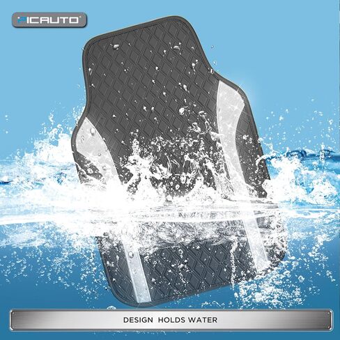 PIC AUTO Bling Leather Floor Mats - Sparkly Glitter Black Car Mats Set, All-Weather Waterproof Pads, Universal Fit for SUV, Sedan, Van - Stylish Car Accessories for Girls & Women in Saudi Arabia