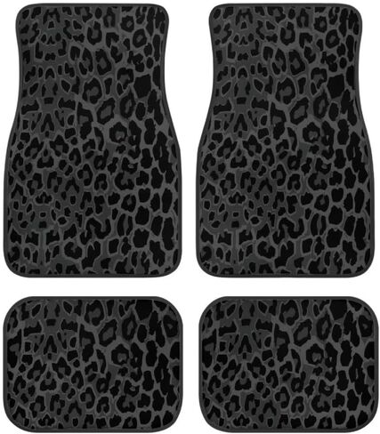 Black Leopard Print All Weather Floor Mats for Car SUV & Truck - 4 Pieces Set (Front & Rear), Heavy Duty Protection in Saudi Arabia