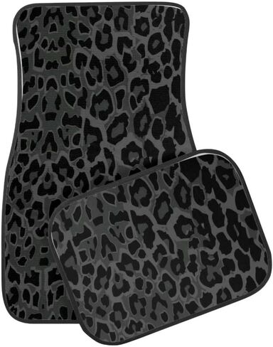 Black Leopard Print All Weather Floor Mats for Car SUV & Truck - 4 Pieces Set (Front & Rear), Heavy Duty Protection in Saudi Arabia