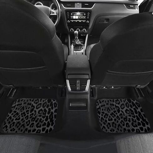 Black Leopard Print All Weather Floor Mats for Car SUV & Truck - 4 Pieces Set (Front & Rear), Heavy Duty Protection in Saudi Arabia
