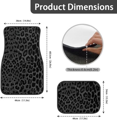 Black Leopard Print All Weather Floor Mats for Car SUV & Truck - 4 Pieces Set (Front & Rear), Heavy Duty Protection in Saudi Arabia