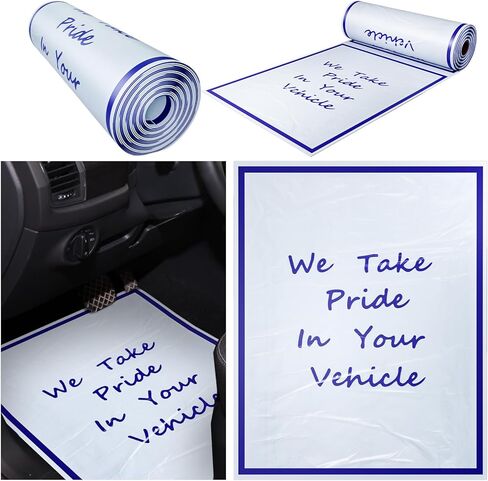 500 لكل لفة سجادة أرضية بلاستيكية أوتوماتيكية 2 مل، سجادة أرضية السيارة للاستعمال مرة واحدة، أغطية سجادة السيارات والمركبات، مستلزمات مؤقتة للغسيل بالتفصيل، 16.5 بوصة × 21 بوصة، غير لاصقة وليست ورقية in Kuwait