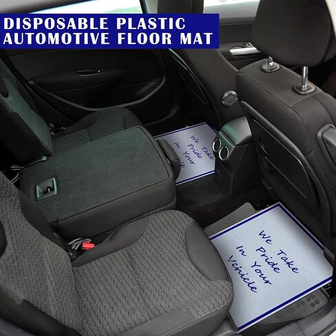 500 لكل لفة سجادة أرضية بلاستيكية أوتوماتيكية 2 مل، سجادة أرضية السيارة للاستعمال مرة واحدة، أغطية سجادة السيارات والمركبات، مستلزمات مؤقتة للغسيل بالتفصيل، 16.5 بوصة × 21 بوصة، غير لاصقة وليست ورقية in Kuwait