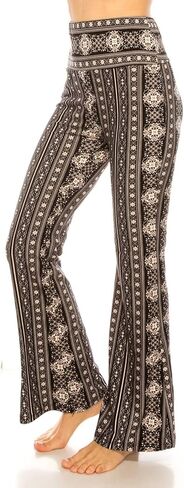 LA12ST High Waisted Yoga Flare Leggings for Women Tummy Control Printed Palazzo Pants Buttery Soft Bell Bottom Pants in Kuwait