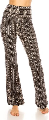 LA12ST High Waisted Yoga Flare Leggings for Women Tummy Control Printed Palazzo Pants Buttery Soft Bell Bottom Pants in Kuwait