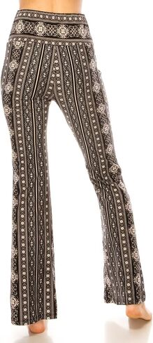 LA12ST High Waisted Yoga Flare Leggings for Women Tummy Control Printed Palazzo Pants Buttery Soft Bell Bottom Pants in Kuwait