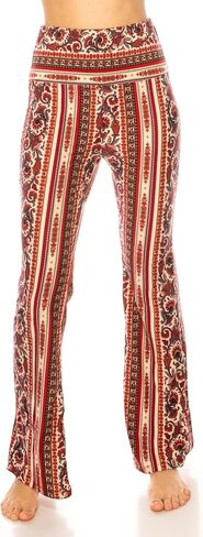 LA12ST High Waisted Yoga Flare Leggings for Women Tummy Control Printed Palazzo Pants Buttery Soft Bell Bottom Pants in Kuwait
