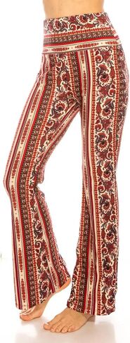 LA12ST High Waisted Yoga Flare Leggings for Women Tummy Control Printed Palazzo Pants Buttery Soft Bell Bottom Pants in Kuwait