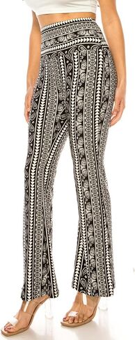 LA12ST High Waisted Yoga Flare Leggings for Women Tummy Control Printed Palazzo Pants Buttery Soft Bell Bottom Pants in Kuwait