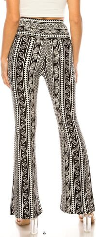 LA12ST High Waisted Yoga Flare Leggings for Women Tummy Control Printed Palazzo Pants Buttery Soft Bell Bottom Pants in Kuwait