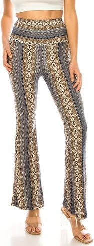 LA12ST High Waisted Yoga Flare Leggings for Women Tummy Control Printed Palazzo Pants Buttery Soft Bell Bottom Pants in Kuwait