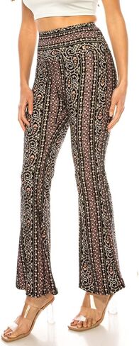 LA12ST High Waisted Yoga Flare Leggings for Women Tummy Control Printed Palazzo Pants Buttery Soft Bell Bottom Pants in Kuwait