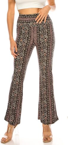 LA12ST High Waisted Yoga Flare Leggings for Women Tummy Control Printed Palazzo Pants Buttery Soft Bell Bottom Pants in Kuwait