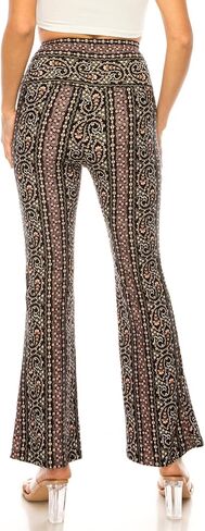 LA12ST High Waisted Yoga Flare Leggings for Women Tummy Control Printed Palazzo Pants Buttery Soft Bell Bottom Pants in Kuwait