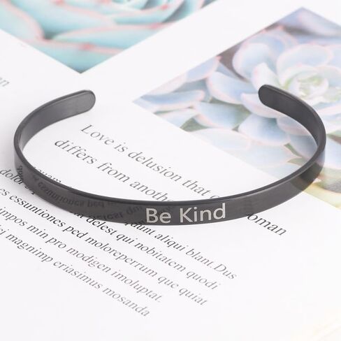 POYAMUSE Engraved Be Kind...of a bitch Bracelet - Hidden Message Motivational Stainless Steel Cuff for Women in Kuwait