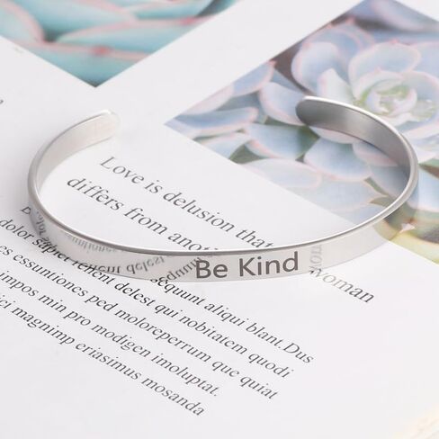 POYAMUSE Engraved Be Kind...of a bitch Bracelet - Hidden Message Motivational Stainless Steel Cuff for Women in Kuwait