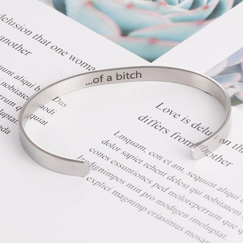 POYAMUSE Engraved Be Kind...of a bitch Bracelet - Hidden Message Motivational Stainless Steel Cuff for Women in Kuwait