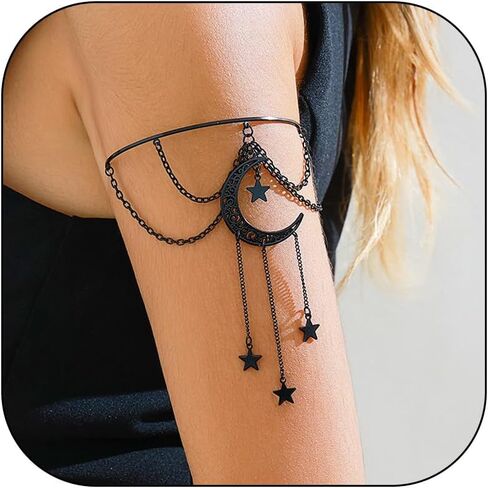 Gothic Black Upper Arm Cuff Bracelet Punk Upper Chain Armlet Halloween Mesh Arm Cuff Bracelet in Saudi Arabia