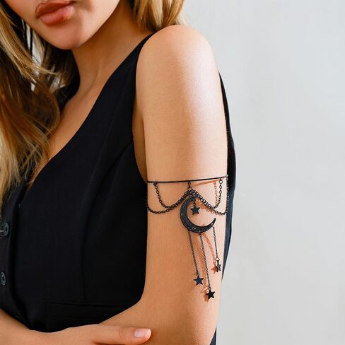 Gothic Black Upper Arm Cuff Bracelet Punk Upper Chain Armlet Halloween Mesh Arm Cuff Bracelet in Saudi Arabia
